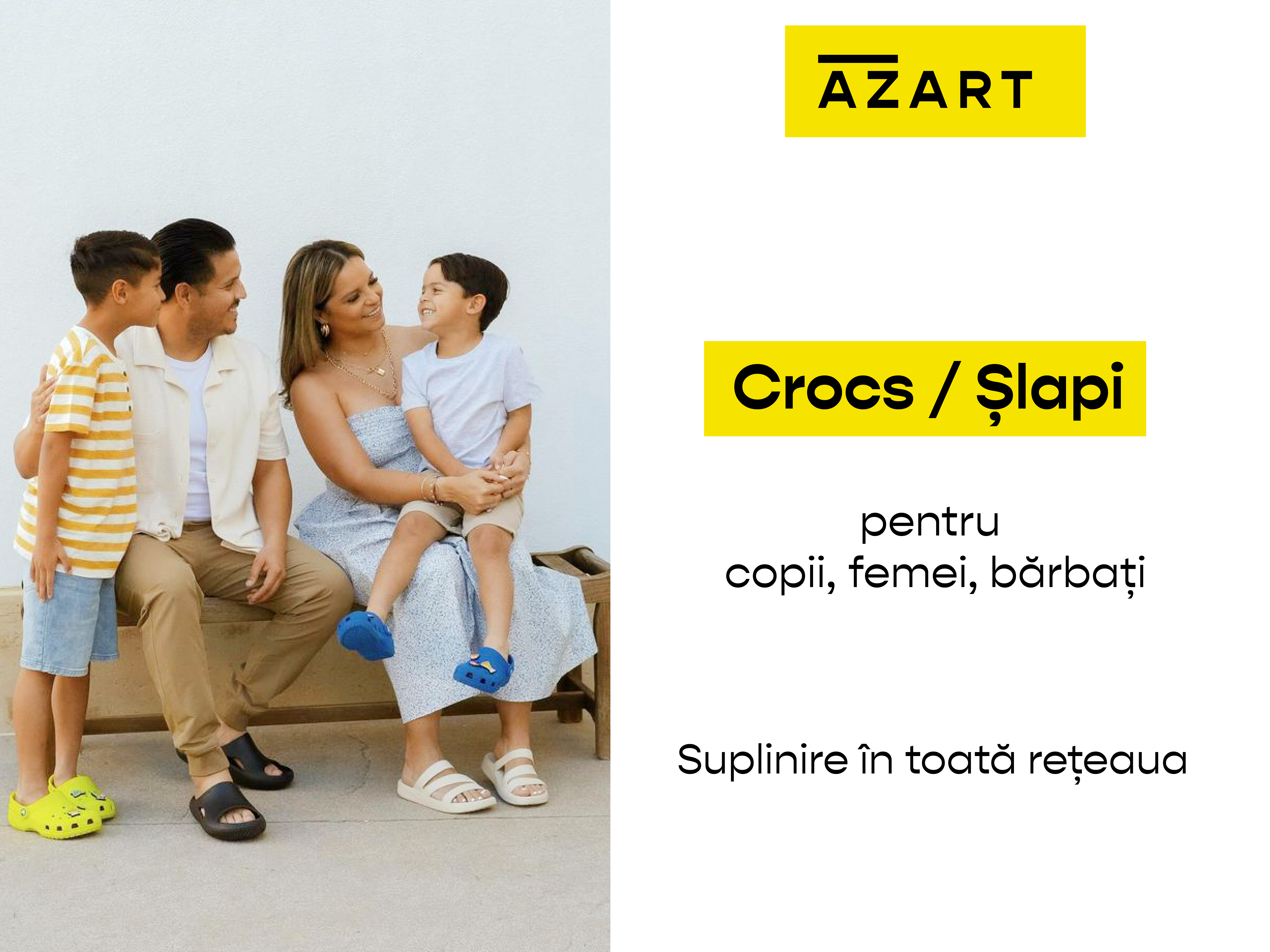 photo Suplinire masivă în toată rețeaua AZART – alege dintr-o varietate de Crocs și Șlapi confortabili pentru zilele însorite și vacanța mult așteptată.