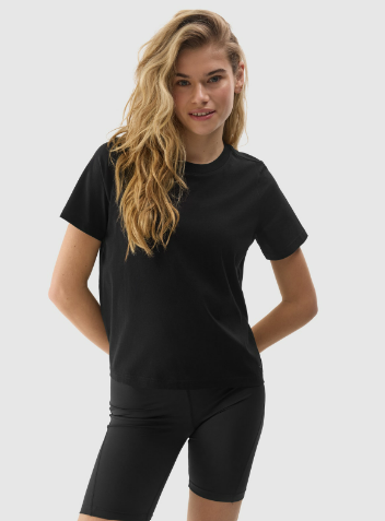 Tricou unicolor cu bumbac organic pentru femei - negru -  Mărimea M photo