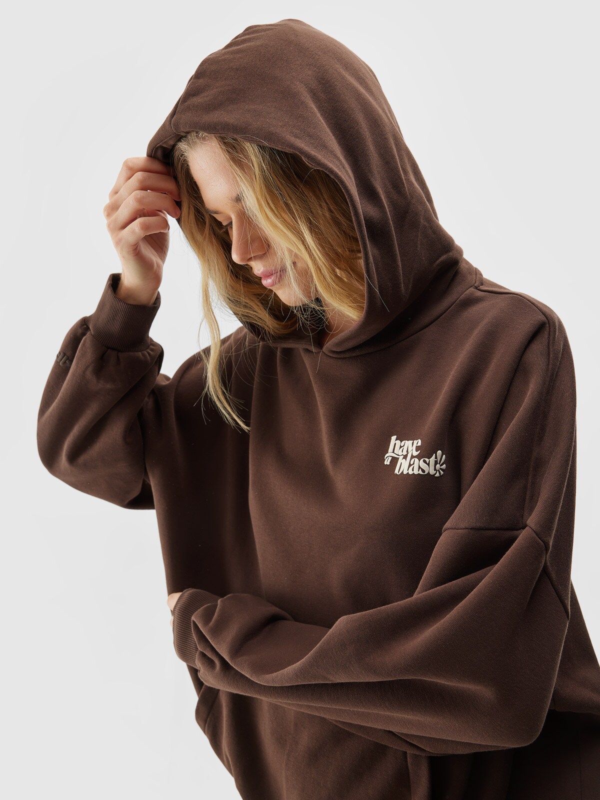 Women's pullover hoodie - brown - Size M photo