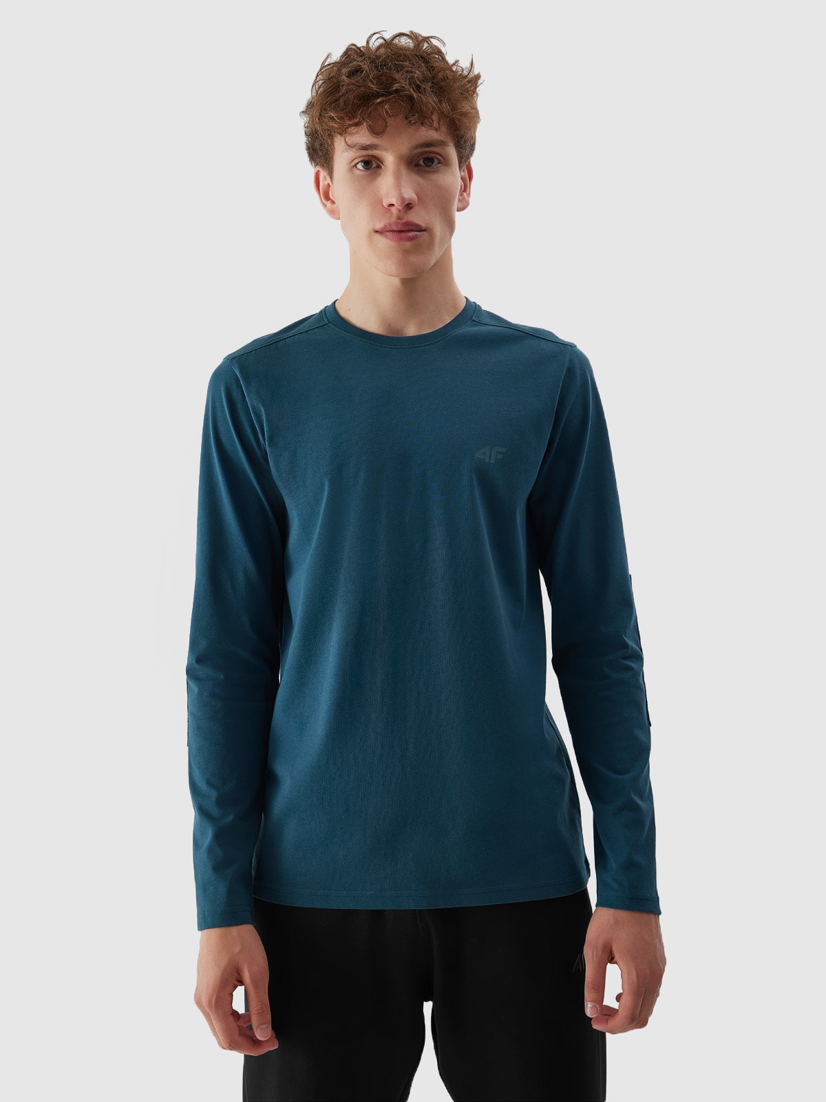 Tricou cu mânecă lungă regular neted pentru bărbați - turcoaz - Mărimea XL photo
