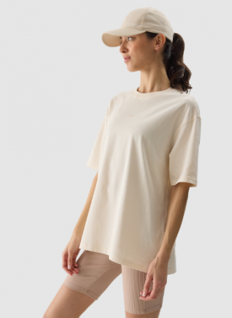 product Tricou oversize unicolor pentru femei - culoarea crem - bej - Mărimea L