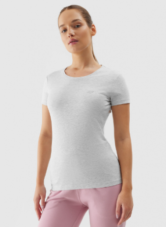 product 4F - Tricou slim unicolor pentru femei - gri - gri - Mărimea XL