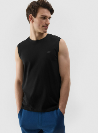 product Tank top regular unicolor pentru bărbați - negru - Mărimea M