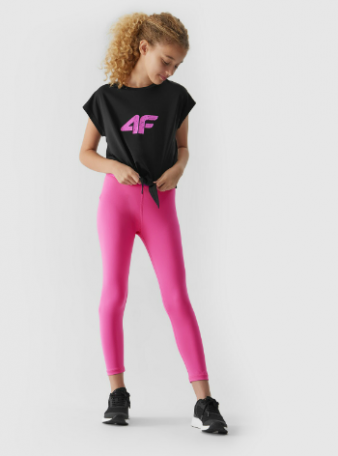 Girl's quick-drying sports leggings  - fuchsia - Size 122/128 Recomandăm 