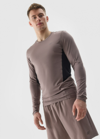 Tricou cu mânecă lungă de antrenament din materiale reciclate pentru bărbați - maro - Mărimea XL photo