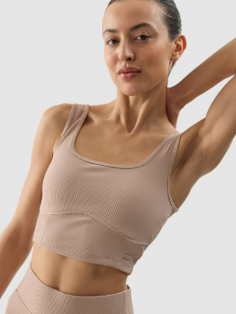 product Crop top din tricot striat pentru femei - bej - Mărimea L