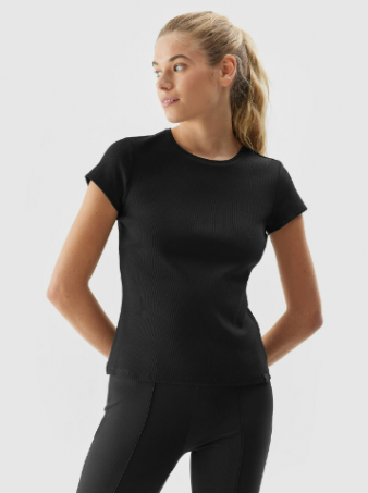 Women's slim organic cotton T-shirt  - black - Size XS Recomandăm 