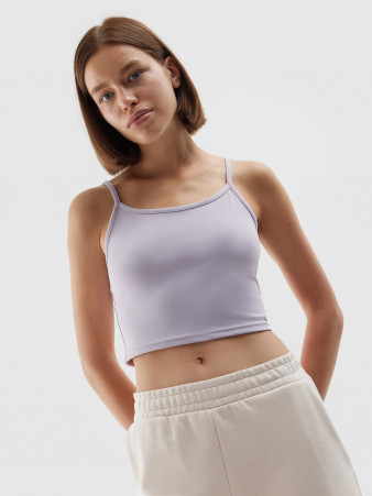 Crop-top slim unicolor pentru femei - violet - Mărimea XL Recomandăm 