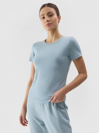 Tricou slim unicolor pentru femei - albastru deschis - Mărimea L Recomandăm 