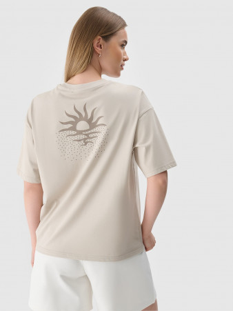 Tricou oversize cu imprimeu pentru femei - bej - mărimea L photo 2