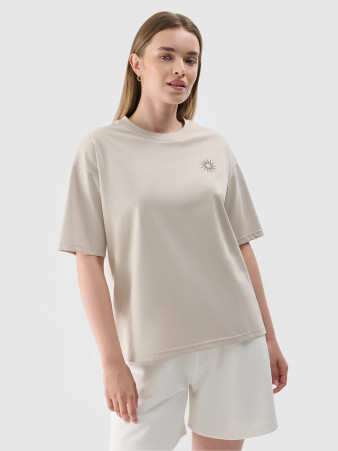 Tricou oversize cu imprimeu pentru femei - bej - mărimea L photo